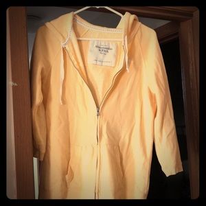 Yellow Abercrombie and Fitch zip up hoodie